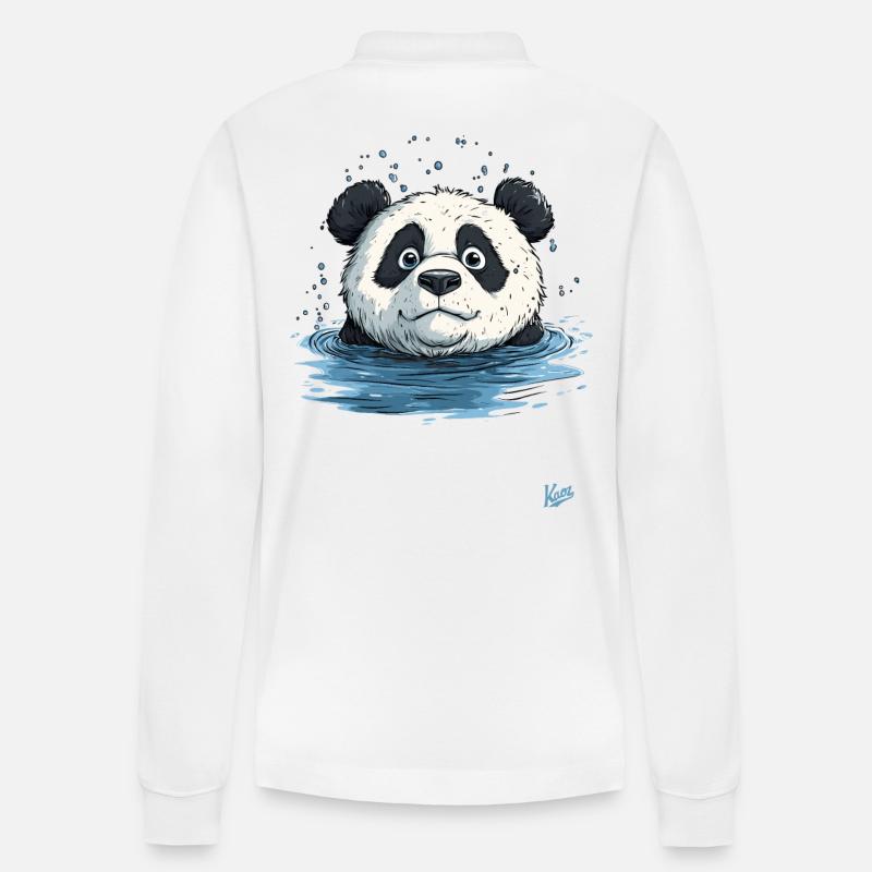 Petit panda dans l’eau - Polo à manches longues bio PREPSTER Stanley/Stella Unisexe - blanc