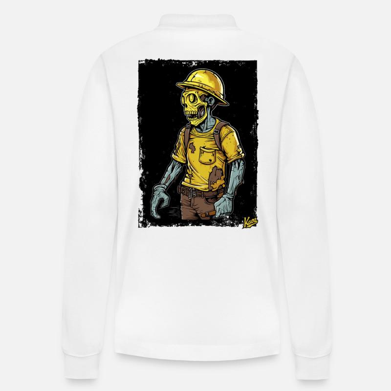 Bauarbeiter-Zombie - Stanley/Stella Unisex Bio-Langarm-Poloshirt Prepster - Weiß