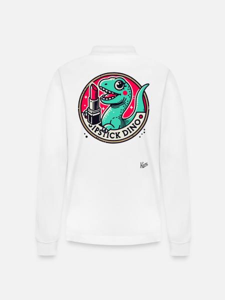 Lippenstift Dino - Stanley/Stella Unisex Bio-Langarm-Poloshirt Prepster - Weiß