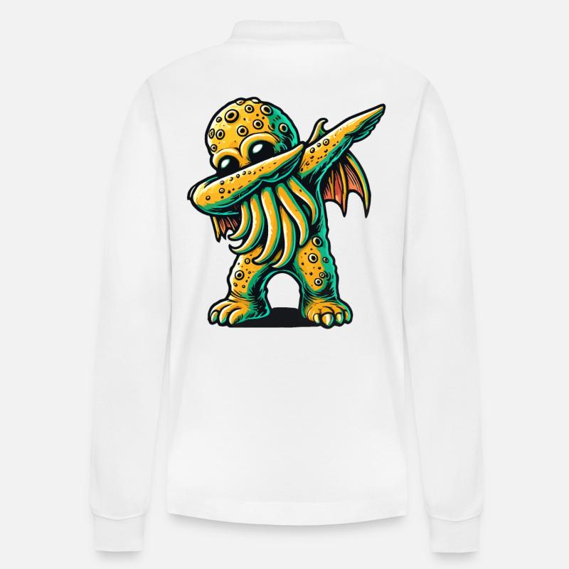 Dabbing drôle Cthulhu Dabbing Design - Polo à manches longues bio PREPSTER Stanley/Stella Unisexe - blanc
