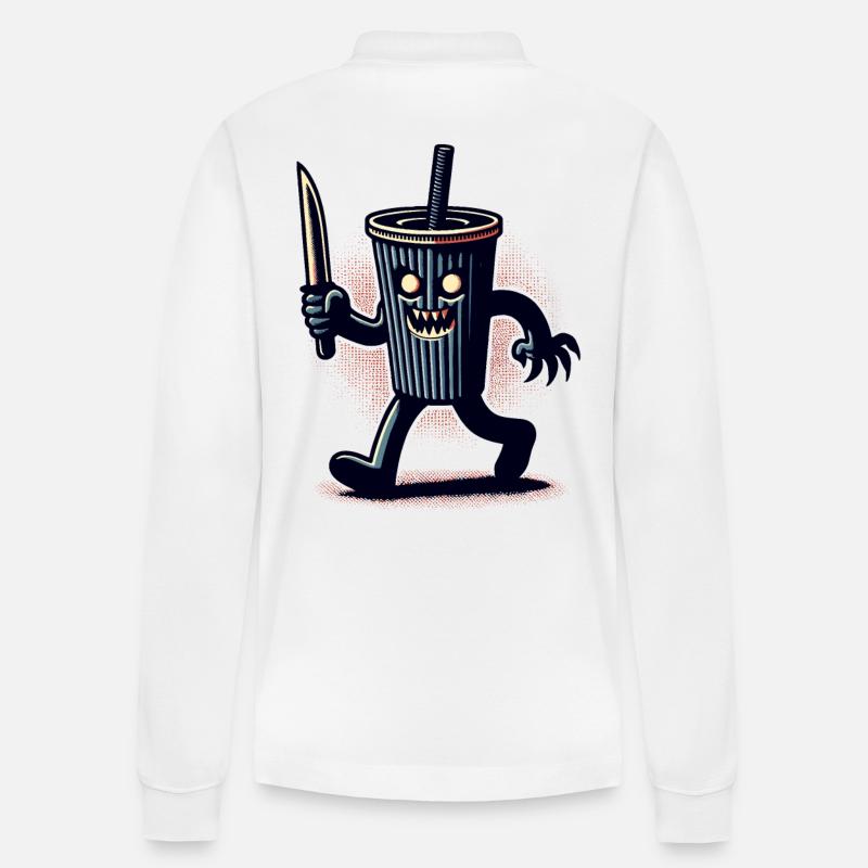 Unheimlicher Psycho Trinkbecher Getränke - Stanley/Stella Unisex Bio-Langarm-Poloshirt Prepster - Weiß