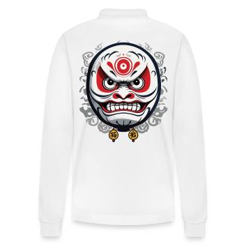 Japonais Daruma Esthétique Vintage Design - Polo à manches longues bio PREPSTER Stanley/Stella Unisexe - blanc - Dos - Anna (173cm)