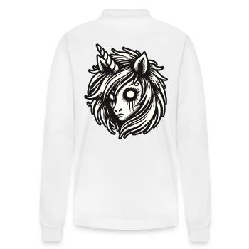 Creepy Gothic Einhorn Kostümidee Gruselsaison - Stanley/Stella Unisex Bio-Langarm-Poloshirt Prepster - Weiß - Hinten - Anna (173cm)