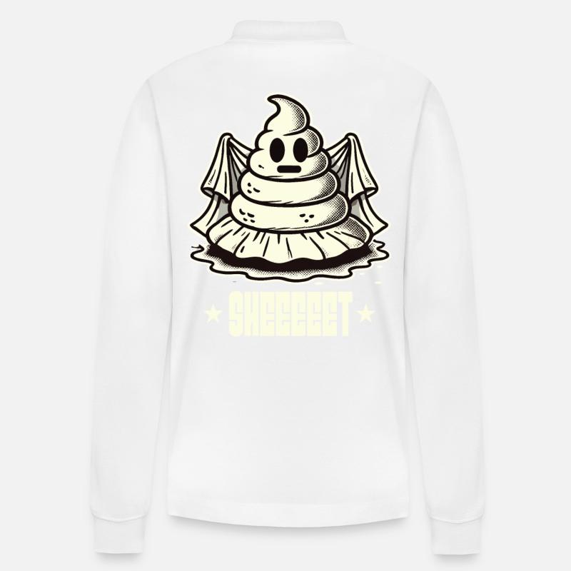 Halloween Kackhaufen Gespenst Sheet - Stanley/Stella Unisex Bio-Langarm-Poloshirt Prepster - Weiß
