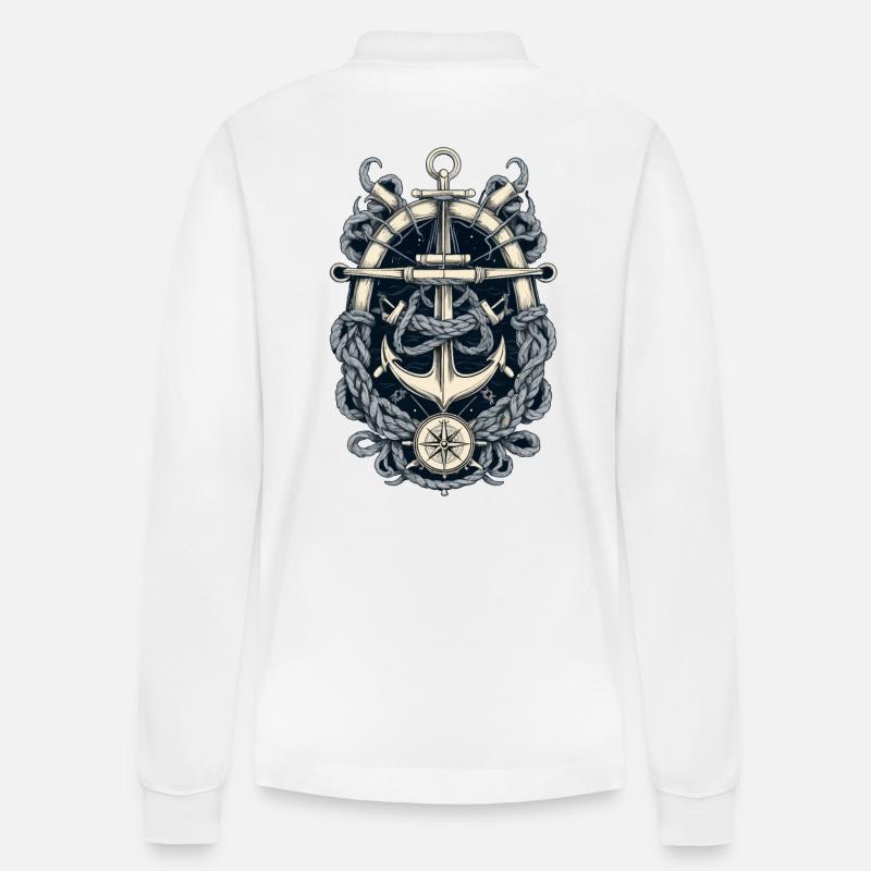Conception esthétique de l’ancrage - Polo à manches longues bio PREPSTER Stanley/Stella Unisexe - blanc