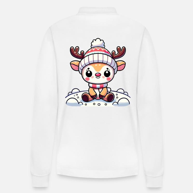 Noël mignon renne - Polo à manches longues bio PREPSTER Stanley/Stella Unisexe - blanc