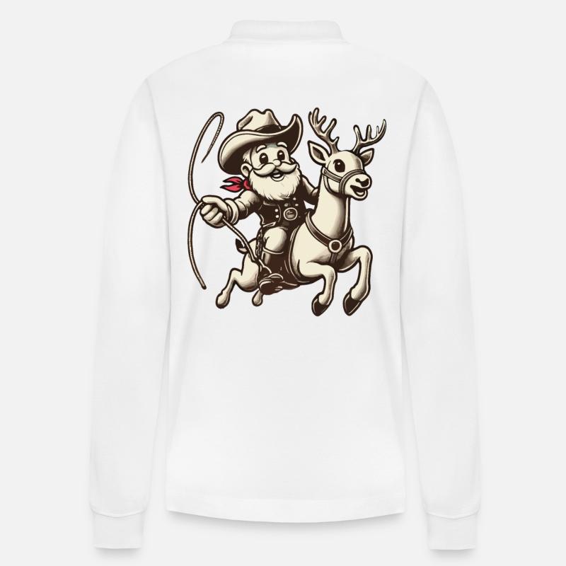 Cowboy Weihnachtsmann Abenteuer - Stanley/Stella Unisex Bio-Langarm-Poloshirt Prepster - Weiß