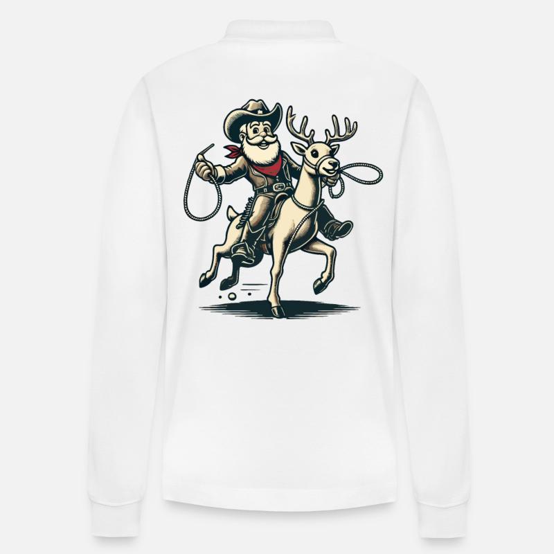 Weihnachtsmann Cowboy Reiter Abenteuer - Stanley/Stella Unisex Bio-Langarm-Poloshirt Prepster - Weiß