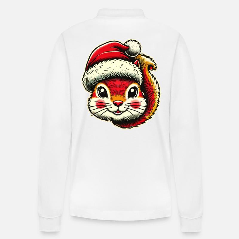 Joyeux Noël Écureuil - Polo à manches longues bio PREPSTER Stanley/Stella Unisexe - blanc