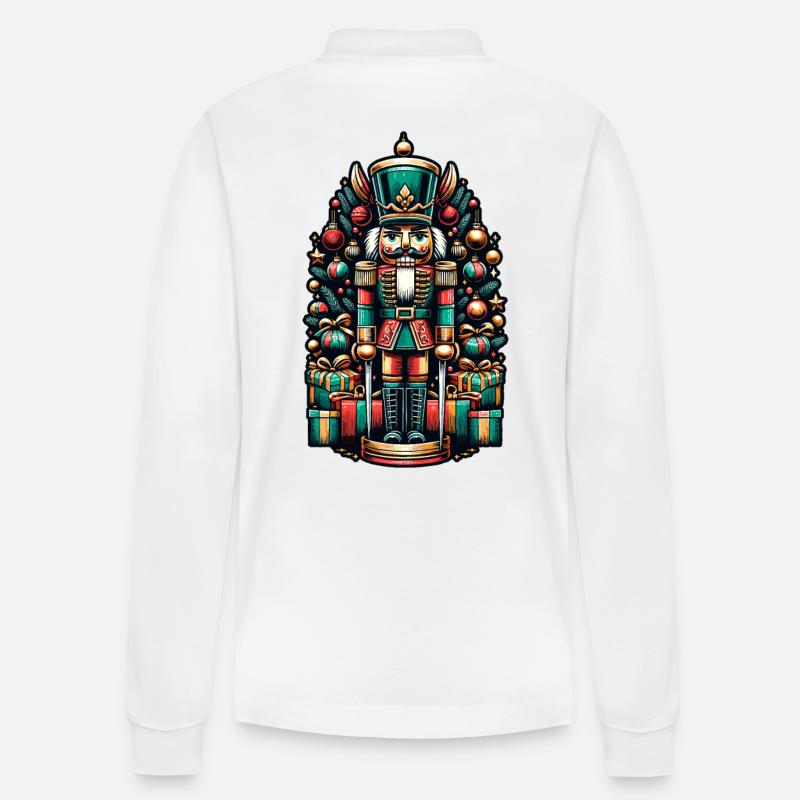 Weihnachtlicher Nussknacker Mit Geschenken - Stanley/Stella Unisex Bio-Langarm-Poloshirt Prepster - Weiß