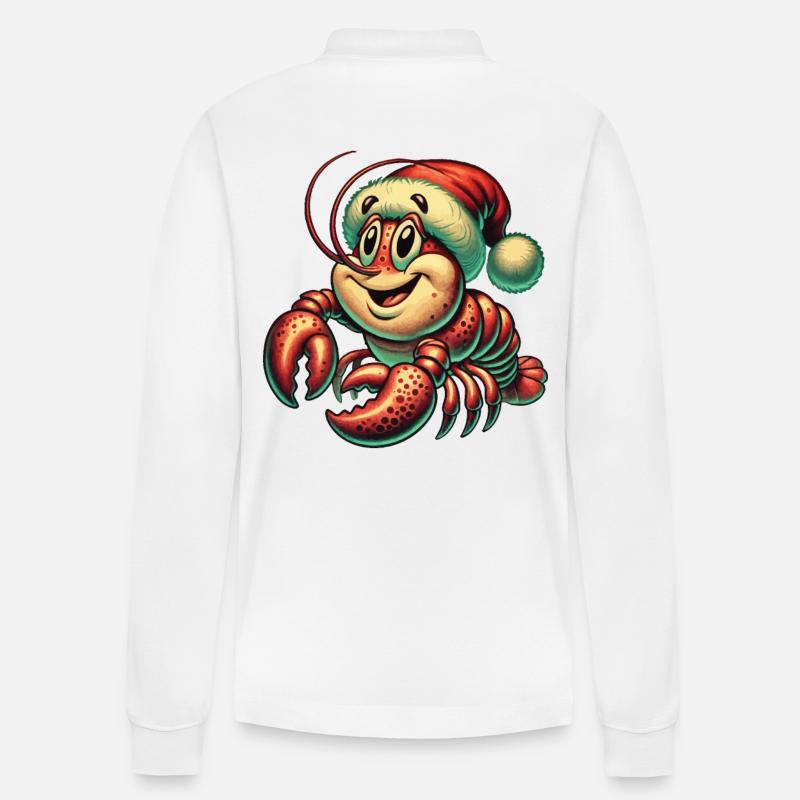 Homard de Noël avec chapeau - Polo à manches longues bio PREPSTER Stanley/Stella Unisexe - blanc