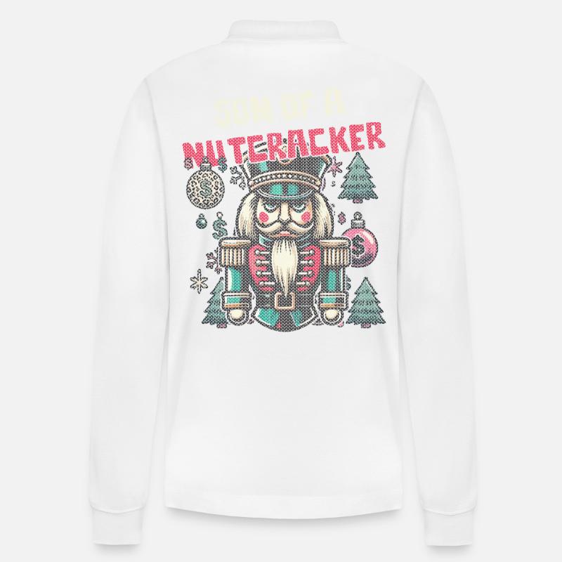 Nussknacker Weihnachten Lustig - Stanley/Stella Unisex Bio-Langarm-Poloshirt Prepster - Weiß