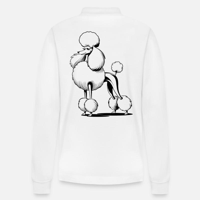Eleganter Pudel Im Stilvollen Look - Stanley/Stella Unisex Bio-Langarm-Poloshirt Prepster - Weiß