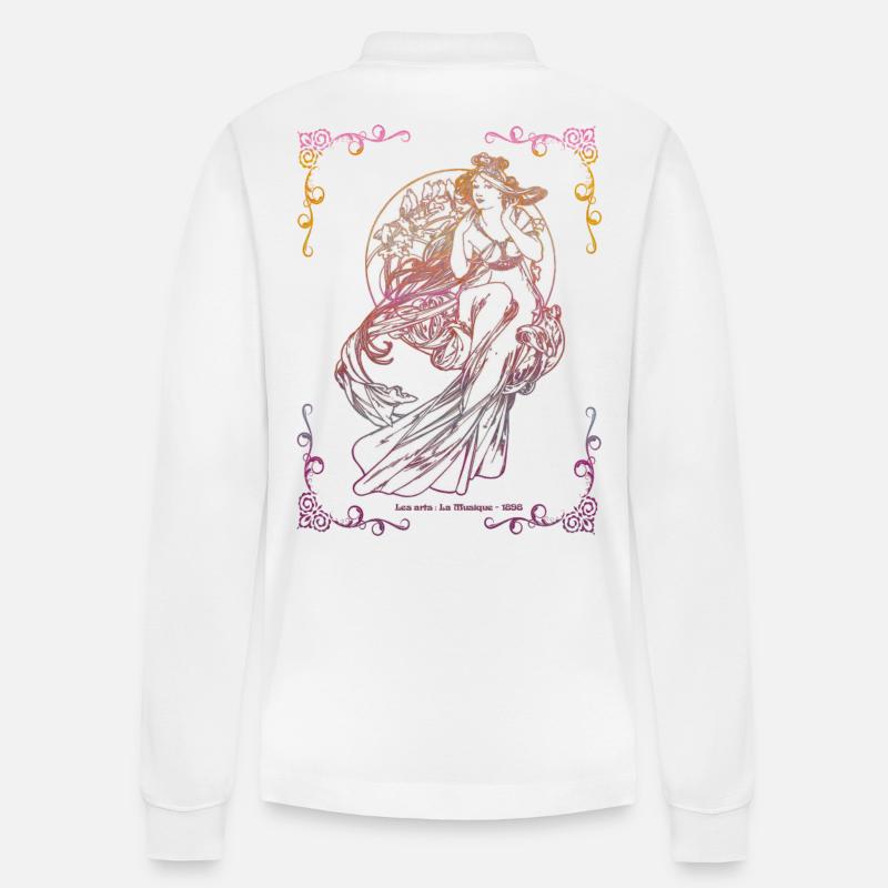 Alfons Mucha - Stanley/Stella Unisex Bio-Langarm-Poloshirt Prepster - Weiß