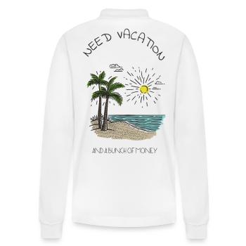 Need Vacation - Stanley/Stella Organic Unisex Long-Sleeved Polo Shirt Prepster - white - Back - Anna (173cm)