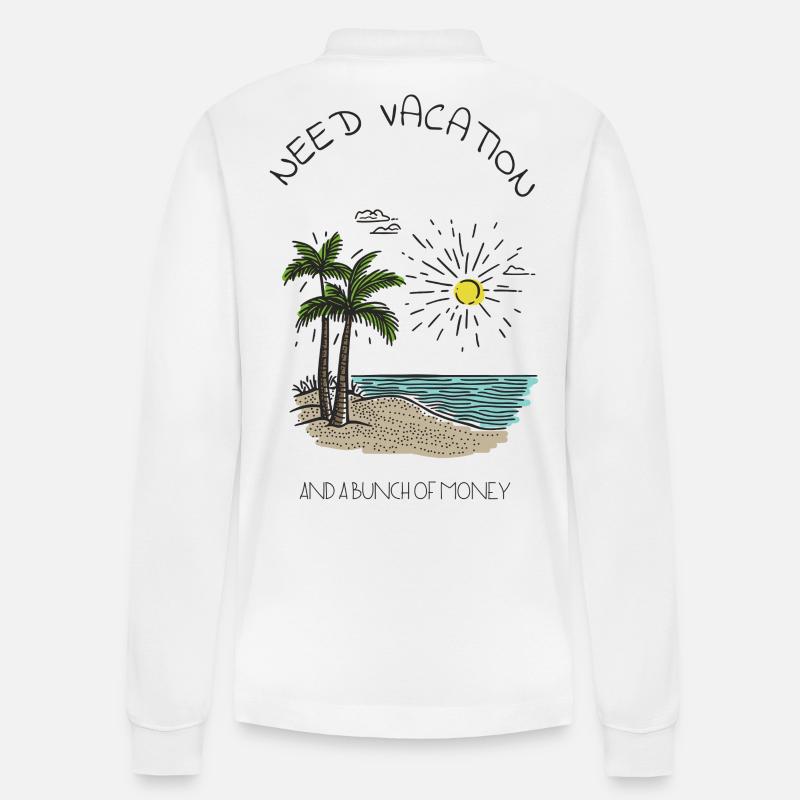 Need Vacation - Stanley/Stella Unisex Bio-Langarm-Poloshirt Prepster - Weiß
