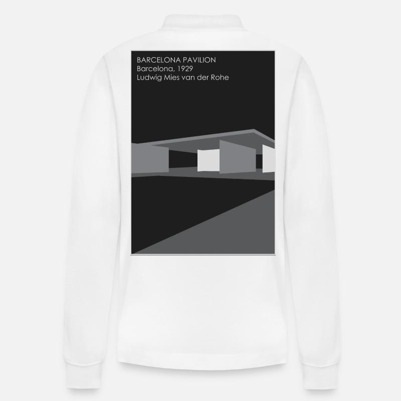 Moderne Architektur: Barcelona Pavillon - Stanley/Stella Unisex Bio-Langarm-Poloshirt Prepster - Weiß
