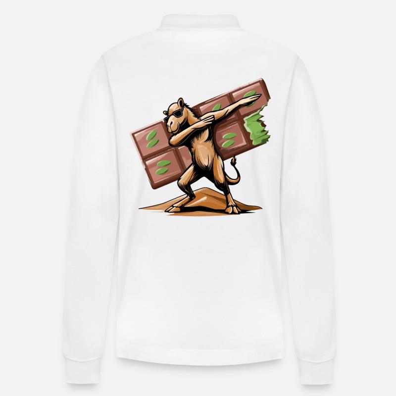 Dabbing Dromedar und Dubai-Vibes - Stanley/Stella Unisex Bio-Langarm-Poloshirt Prepster - Weiß
