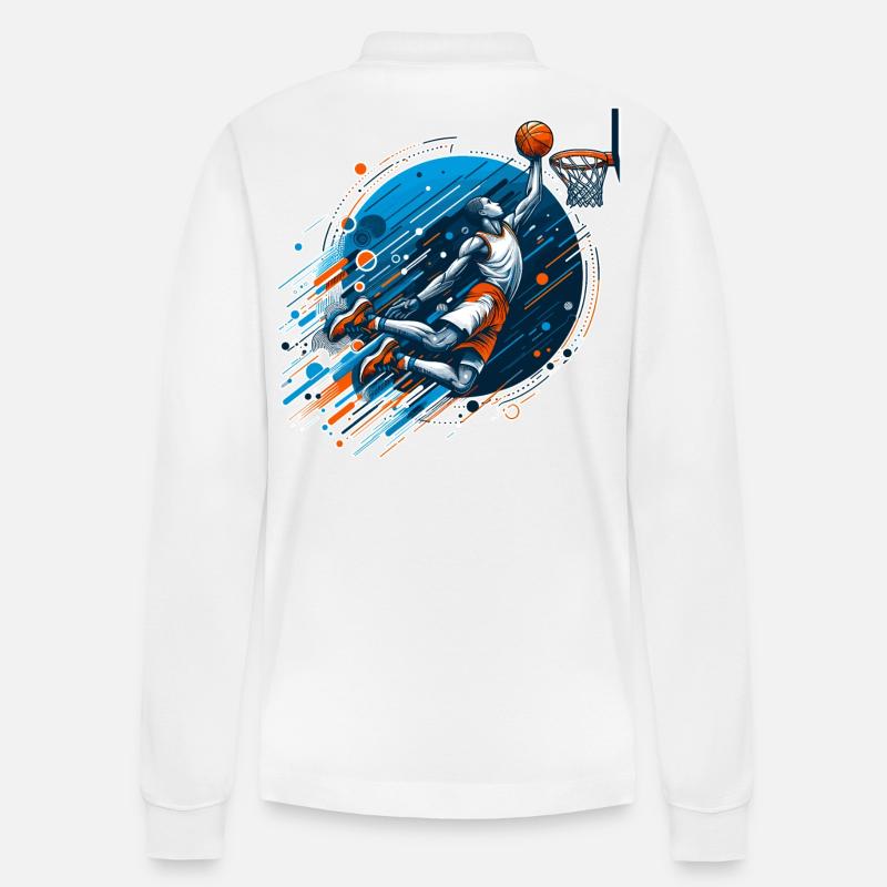 Basketball Dunking Geschenk - Stanley/Stella Unisex Bio-Langarm-Poloshirt Prepster - Weiß