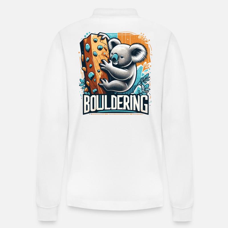 Bouldern Koala Geschenk - Stanley/Stella Unisex Bio-Langarm-Poloshirt Prepster - Weiß