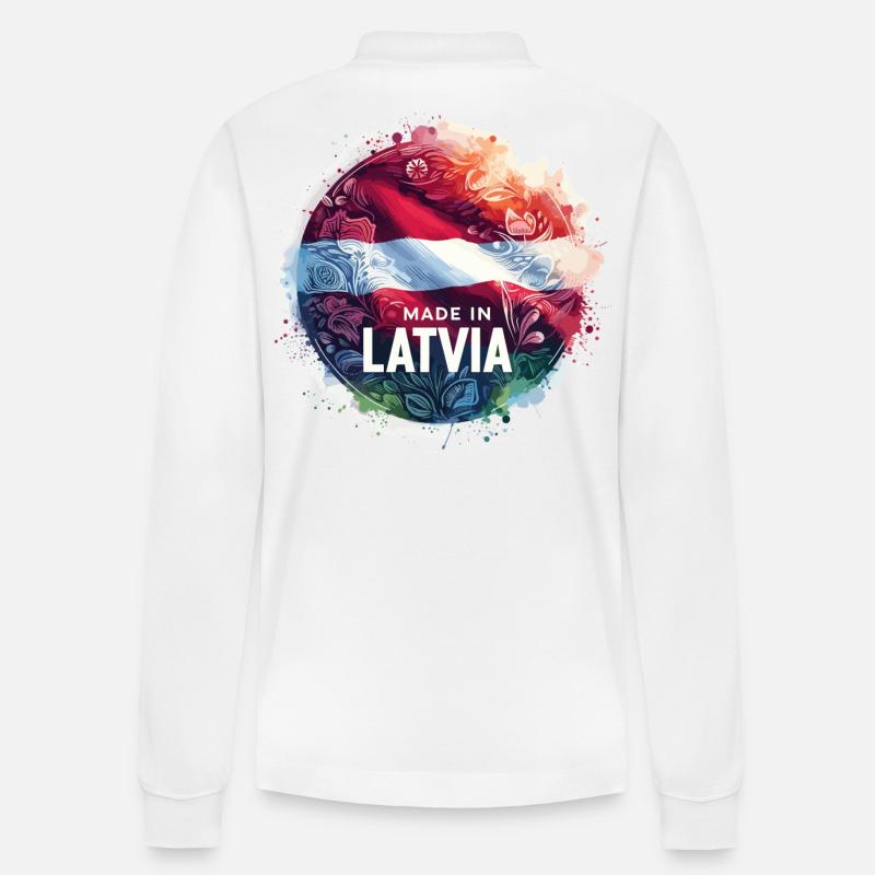 Made in Lettland Geschenk - Stanley/Stella Unisex Bio-Langarm-Poloshirt Prepster - Weiß