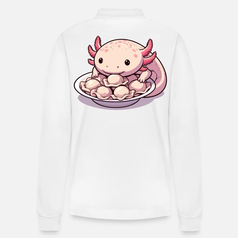 Axolotl Pelmeni süß Geschenk - Stanley/Stella Unisex Bio-Langarm-Poloshirt Prepster - Weiß