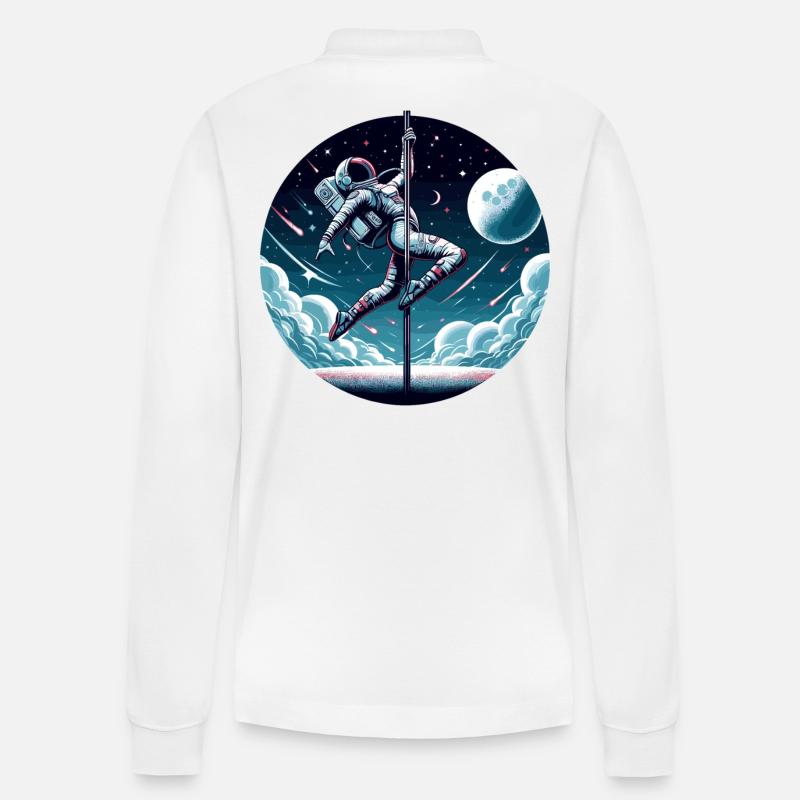 Pole Dance Astronautin Poledance Geschenk - Stanley/Stella Unisex Bio-Langarm-Poloshirt Prepster - Weiß