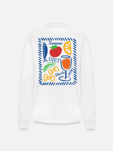 Summer diet starts now - Stanley/Stella Organic Unisex Long-Sleeved Polo Shirt Prepster - white