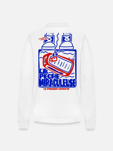Pêche Miraculeuse Retro - Stanley/Stella Organic Unisex Long-Sleeved Polo Shirt Prepster - white