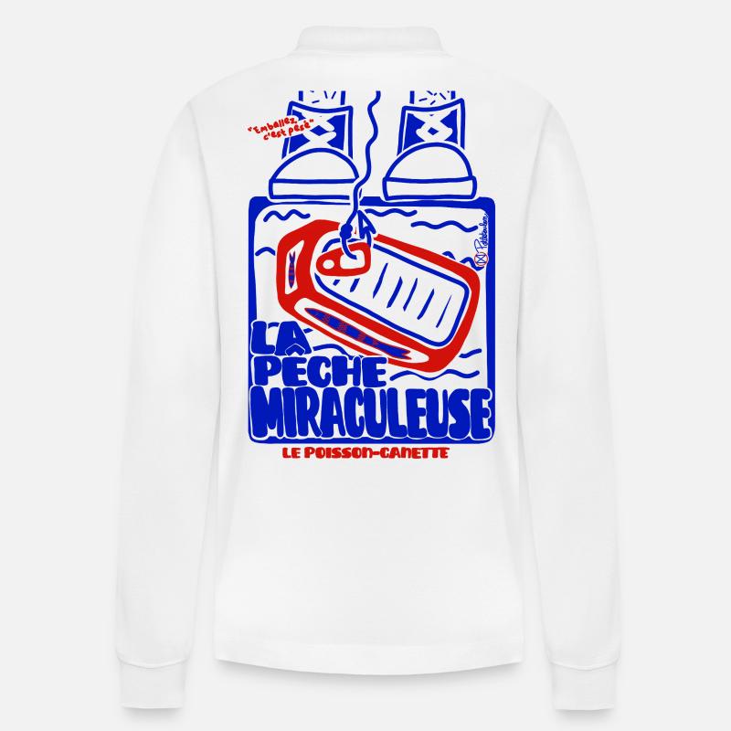 Pêche Miraculeuse Retro - Stanley/Stella Unisex Bio-Langarm-Poloshirt Prepster - Weiß
