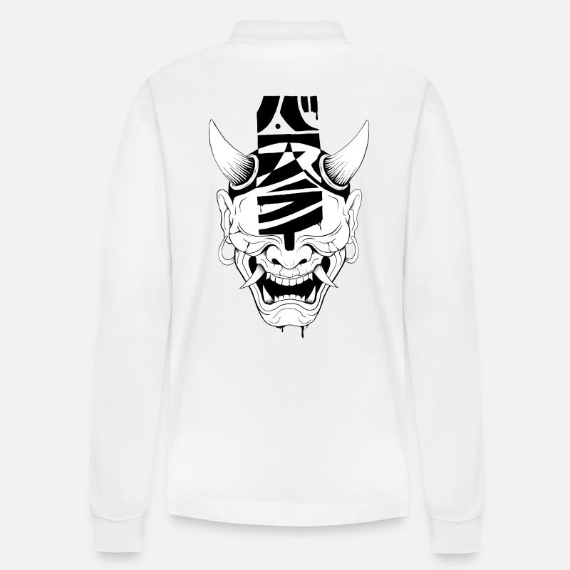 Dämonenmaske - Stanley/Stella Unisex Bio-Langarm-Poloshirt Prepster - Weiß