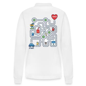 Dad Navigation System, free family interaction - Stanley/Stella Organic Unisex Long-Sleeved Polo Shirt Prepster - white - Back - Anna (173cm)