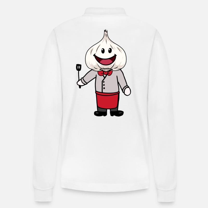 Chefkoch Küchenchef Fantasy Koch Knoblauch - Stanley/Stella Unisex Bio-Langarm-Poloshirt Prepster - Weiß