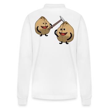 Kokosnuss Nuss Nüsse knacken Hammer Fantasy - Stanley/Stella Unisex Bio-Langarm-Poloshirt Prepster - Weiß - Hinten - Anna (173cm)