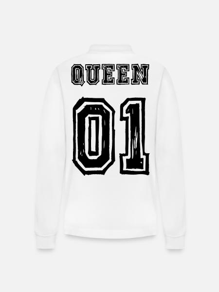 Queen King partner look Love - Stanley/Stella Organic Unisex Long-Sleeved Polo Shirt Prepster - white