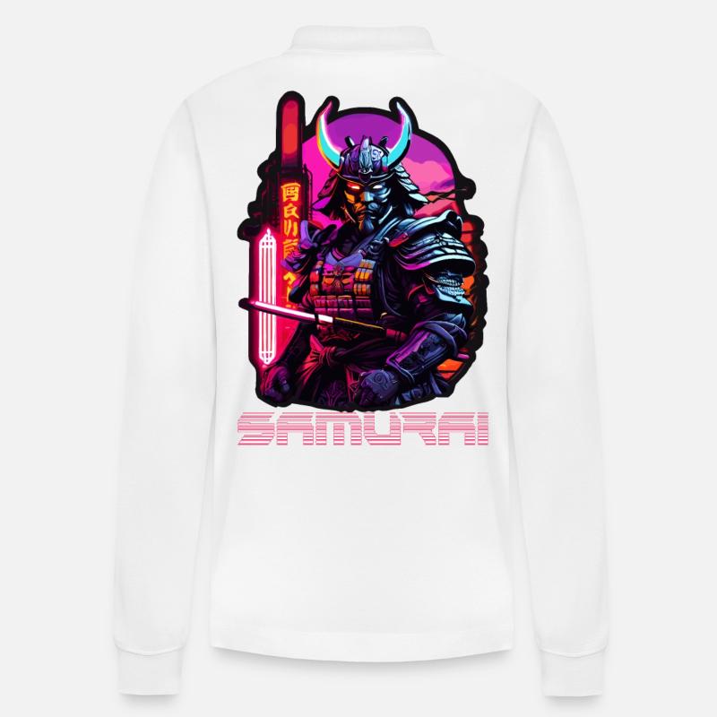 Samurai - Stanley/Stella Unisex Bio-Langarm-Poloshirt Prepster - Weiß