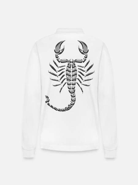 Scorpion metallic chrome - Stanley/Stella Organic Unisex Long-Sleeved Polo Shirt Prepster - white