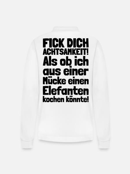 FICK DICH ACHTSAMKEIT / MÜCKE ELEFANT KOCHEN - Stanley/Stella Unisex Bio-Langarm-Poloshirt Prepster - Weiß