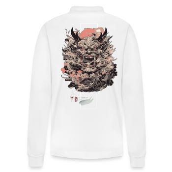 Oni Rising - Japan Mask Samurai - Stanley/Stella Organic Unisex Long-Sleeved Polo Shirt Prepster - white - Back - Anna (173cm)
