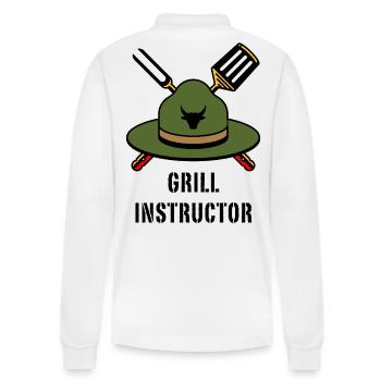 Grill Instructor (Grillen BBQ Barbecue Hut / POS) - Stanley/Stella Unisex Bio-Langarm-Poloshirt Prepster - Weiß - Hinten - Anna (173cm)