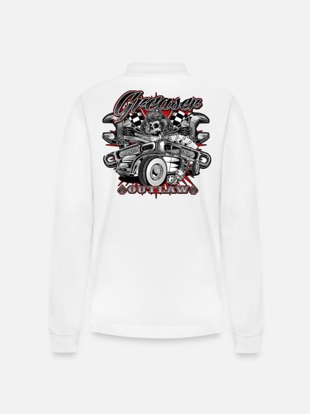 Hot rod garage - Stanley/Stella Organic Unisex Long-Sleeved Polo Shirt Prepster - white