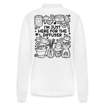 I'm Just Here for the Diffuser – Aromatherapy - Stanley/Stella Organic Unisex Long-Sleeved Polo Shirt Prepster - white - Back - Anna (173cm)