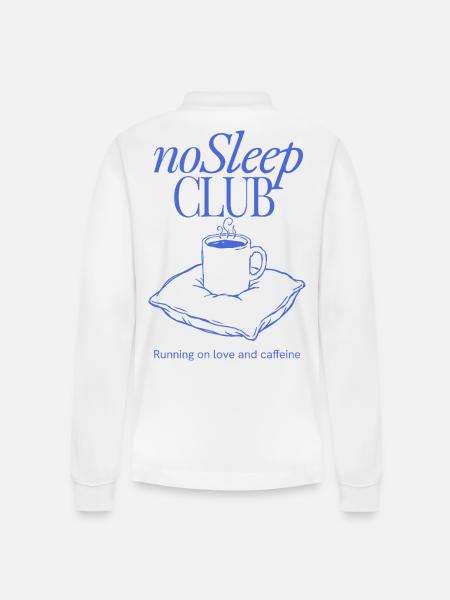 noSleep CLUB Coffee Night Design - Stanley/Stella Organic Unisex Long-Sleeved Polo Shirt Prepster - white