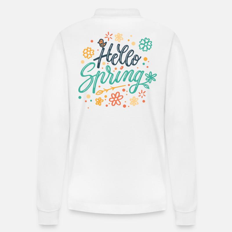 Hallo Frühling - Stanley/Stella Unisex Bio-Langarm-Poloshirt Prepster - Weiß