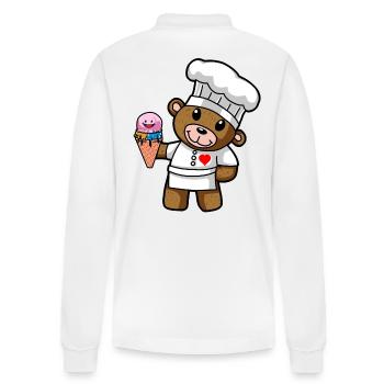 Teddy Eiscreme Konditor Süßigkeiten Eisdiele Kind - Stanley/Stella Unisex Bio-Langarm-Poloshirt Prepster - Weiß - Hinten - Anna (173cm)