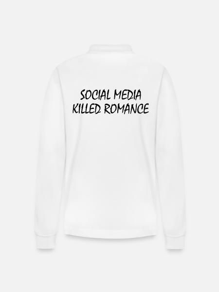 social media killed romance - Stanley/Stella Prepster økologisk unisex langærmet poloshirt - hvid