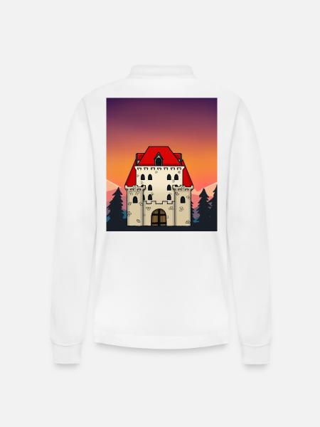 Castle Castle Middle Ages Fairy Tale Character - Stanley/Stella Organic Unisex Long-Sleeved Polo Shirt Prepster - white