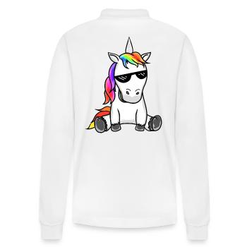 Sunglasses Unicorn Fable Unicorns Glasses Cool - Stanley/Stella Organic Unisex Long-Sleeved Polo Shirt Prepster - white - Back - Anna (173cm)