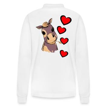 Foal Baby Horse Heart Child Birthday Gift - Stanley/Stella Organic Unisex Long-Sleeved Polo Shirt Prepster - white - Back - Anna (173cm)