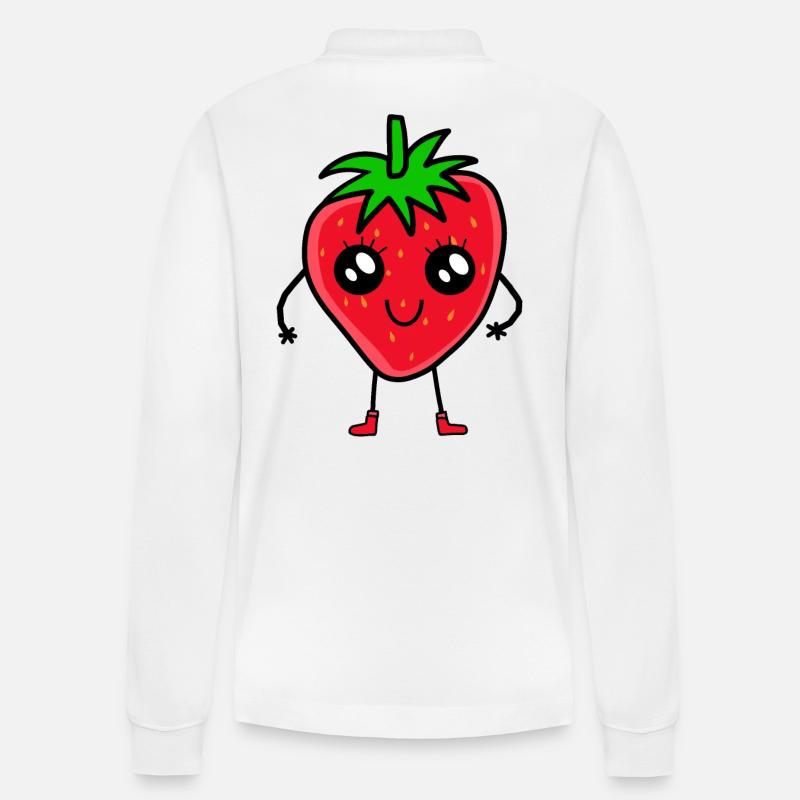 Erdbeere Erdbeeren - Stanley/Stella Unisex Bio-Langarm-Poloshirt Prepster - Weiß